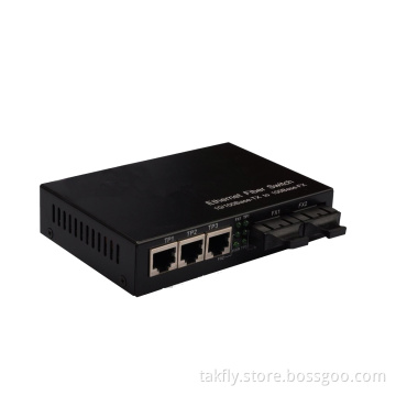 100m 2 Optical Port and 3 RJ45 Port Media Converter